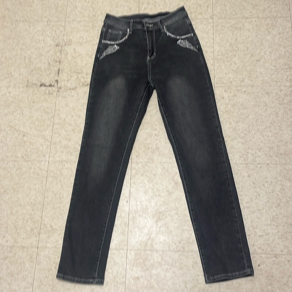 Dark gray skull jeans
